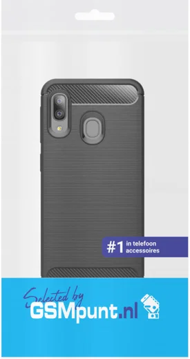 Samsung Galaxy A20E Geborsteld TPU Hoesje Zwart afbeelding 2