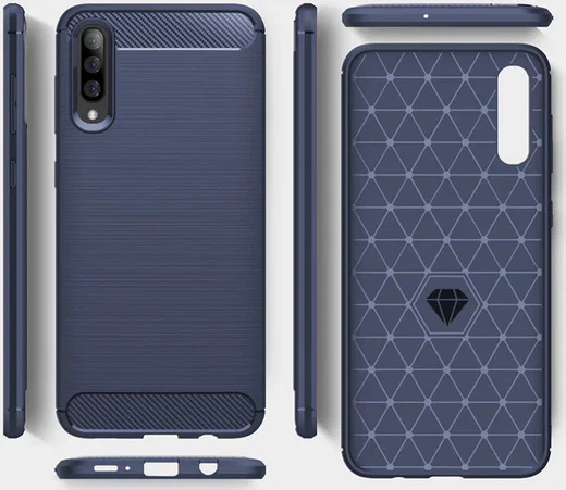 Samsung Galaxy A70 Geborsteld TPU Hoesje Blauw afbeelding 6