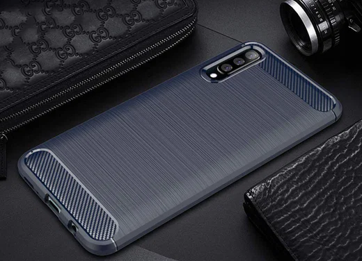 Samsung Galaxy A70 Geborsteld TPU Hoesje Blauw afbeelding 8