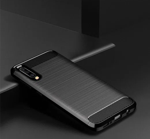 Samsung Galaxy A70 Geborsteld TPU Hoesje Zwart afbeelding 4