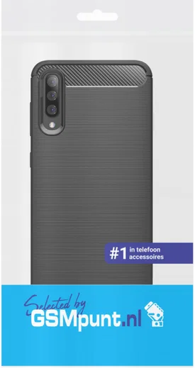 Samsung Galaxy A70 Geborsteld TPU Hoesje Zwart afbeelding 2