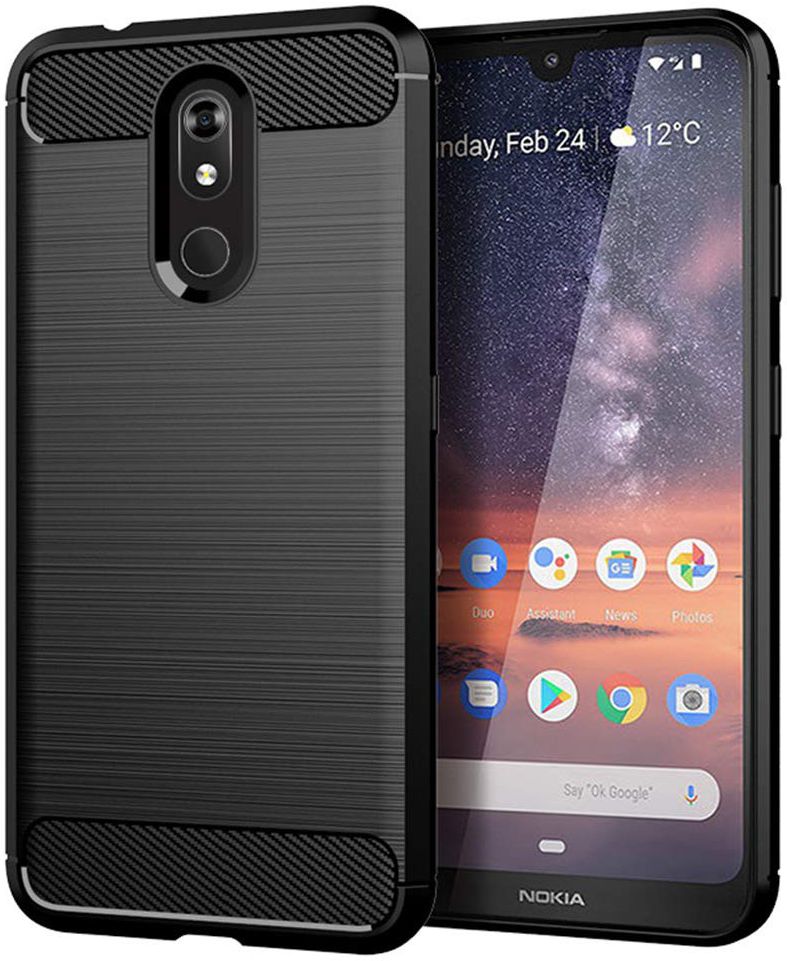 Nokia 3.2 Geborsteld TPU Hoesje Zwart afbeelding 1