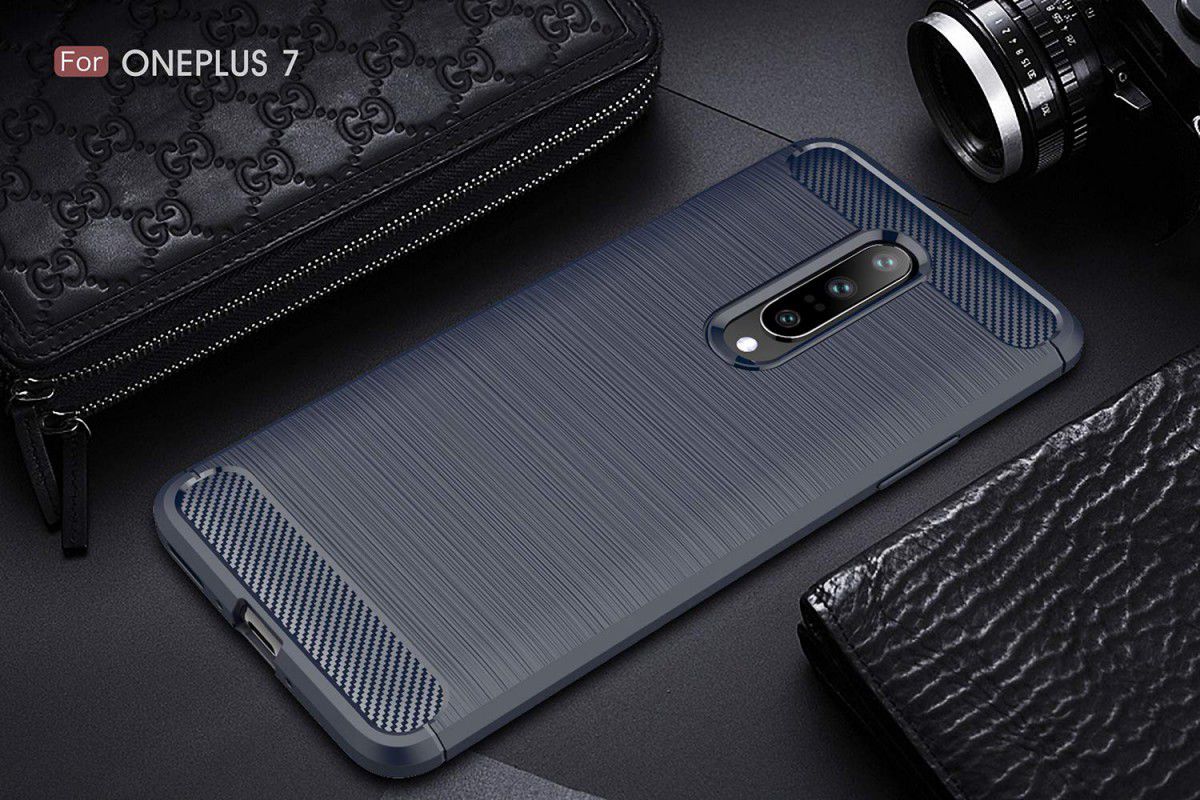 OnePlus 7 Geborsteld TPU Hoesje Blauw afbeelding 4