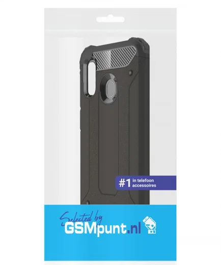 Samsung Galaxy A20E Hoesje Shock Proof Hybride Backcover Zwart afbeelding 2