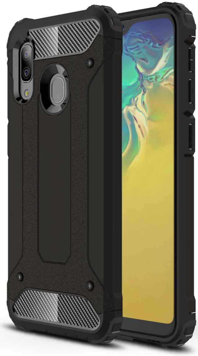 Samsung Galaxy A20E Hoesje Shock Proof Hybride Backcover Zwart afbeelding 1