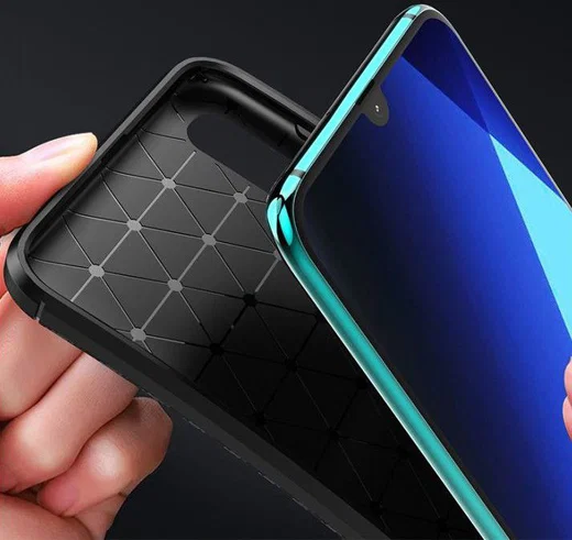 Samsung Galaxy A70 Siliconen Carbon Hoesje Zwart afbeelding 9