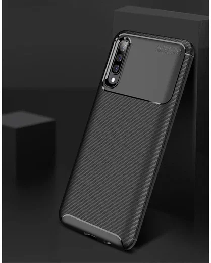 Samsung Galaxy A70 Siliconen Carbon Hoesje Zwart afbeelding 12