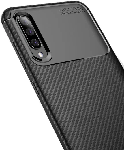 Samsung Galaxy A70 Siliconen Carbon Hoesje Zwart afbeelding 14