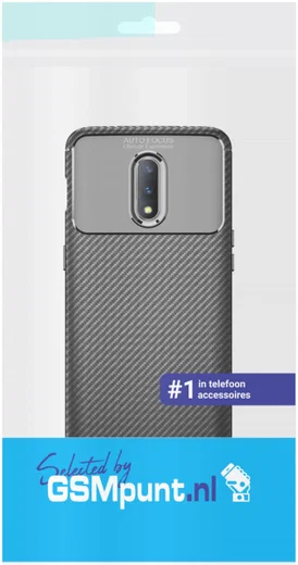 OnePlus 7 Siliconen Carbon Hoesje Zwart afbeelding 2
