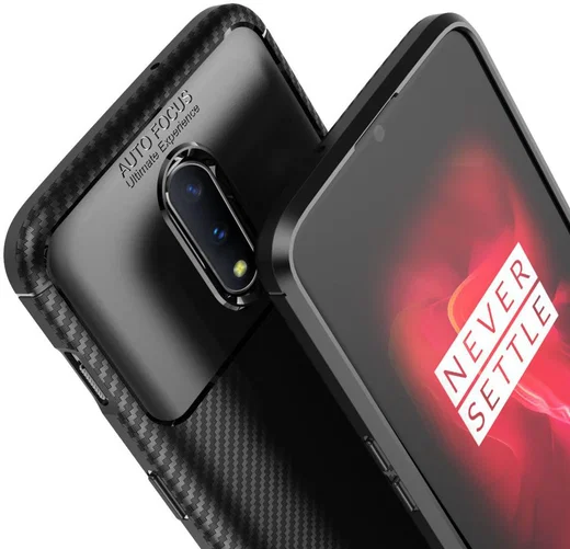 OnePlus 7 Siliconen Carbon Hoesje Zwart afbeelding 8