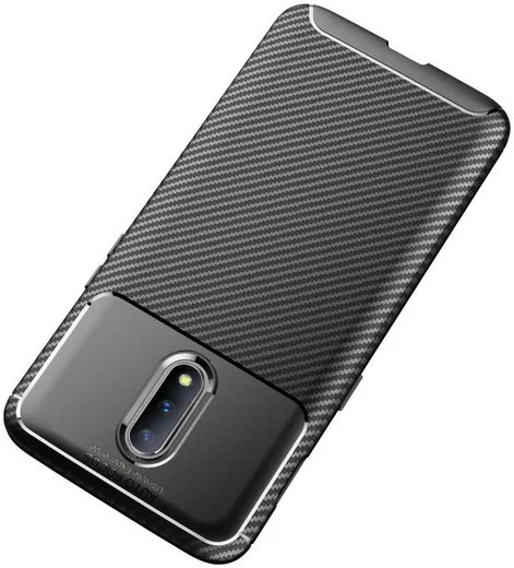 OnePlus 7 Siliconen Carbon Hoesje Zwart afbeelding 9