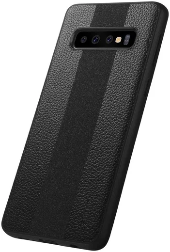 Samsung Galaxy S10 Plus Acryl Hoesje met Kunstleer Coating Zwart afbeelding 2