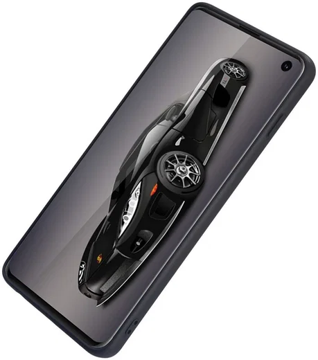 Samsung Galaxy S10 Plus Acryl Hoesje met Kunstleer Coating Zwart afbeelding 3