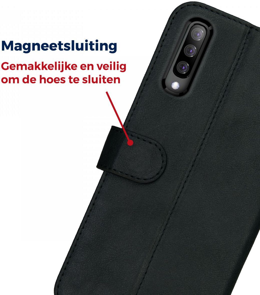 Rosso Deluxe Samsung Galaxy A50 Hoesje Echt Leer Book Case Zwart afbeelding 6