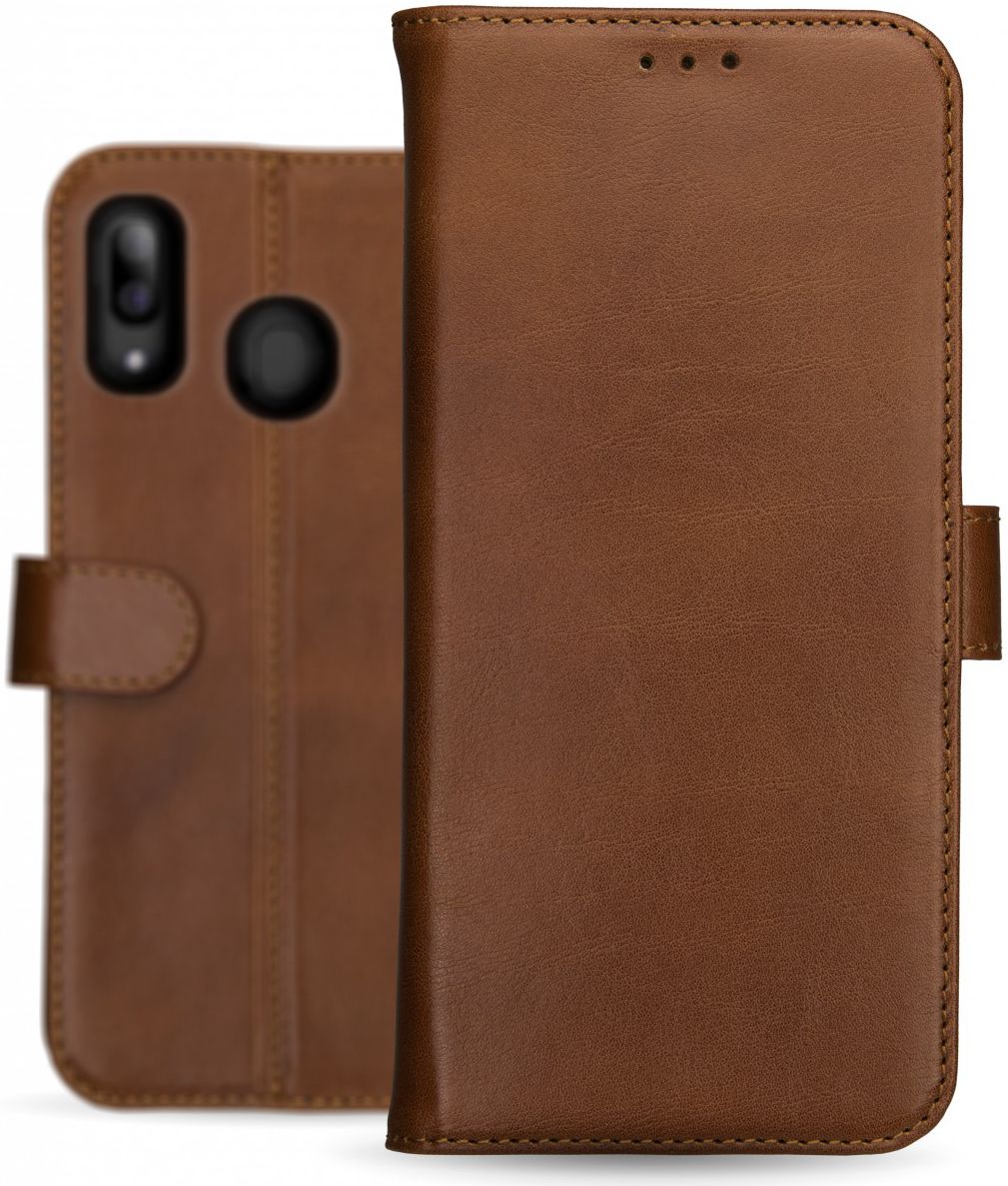 Rosso Deluxe Samsung Galaxy A40 Hoesje Echt Leer Book Case Bruin afbeelding 13