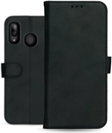Rosso Deluxe Samsung Galaxy A40 Hoesje Echt Leer Book Case Zwart afbeelding 13
