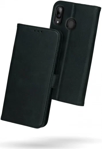 Rosso Deluxe Samsung Galaxy A40 Hoesje Echt Leer Book Case Zwart afbeelding 2