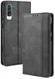 Samsung Galaxy A50 Book Case Hoesje Vintage Wallet Kunst Leer Zwart afbeelding 2
