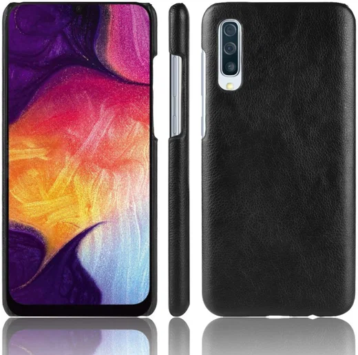 Samsung Galaxy A50 Hoesje met Kunstleer Coating Zwart afbeelding 3