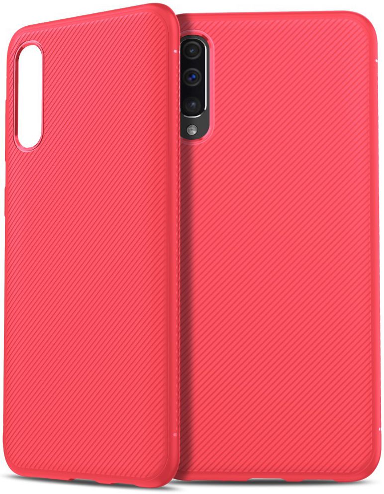 Samsung Galaxy A50 Hoesje Twill Slim Textuur Rood afbeelding 4