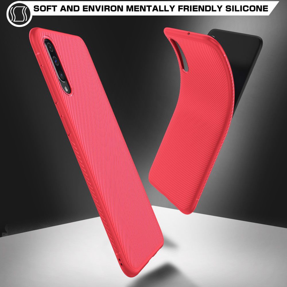 Samsung Galaxy A50 Hoesje Twill Slim Textuur Rood afbeelding 6