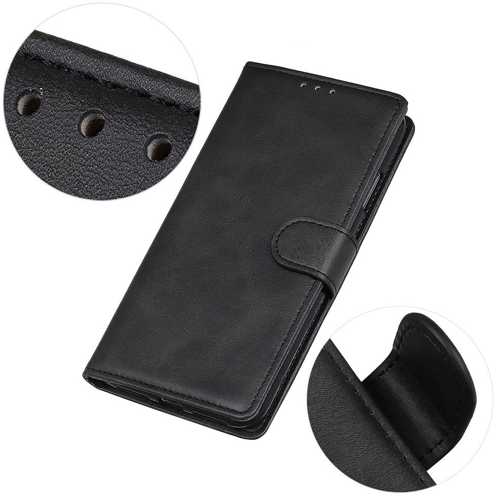 Samsung Galaxy A50 Book Case Stand Hoesje Wallet Kunst Leer Zwart afbeelding 6