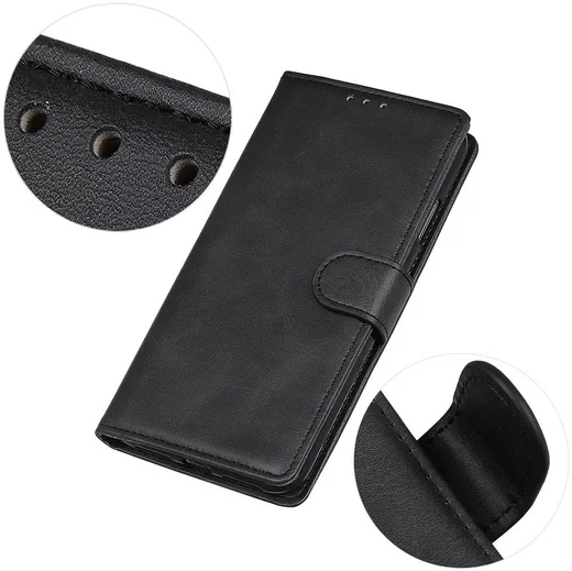 Samsung Galaxy A50 Book Case Stand Hoesje Wallet Kunst Leer Zwart afbeelding 6