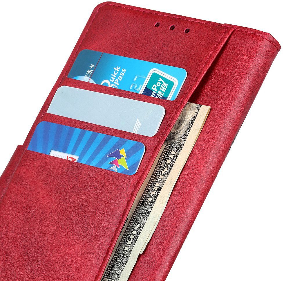 Samsung Galaxy A50 Book Case Hoesje Stand Wallet Kunst Leer Rood afbeelding 10