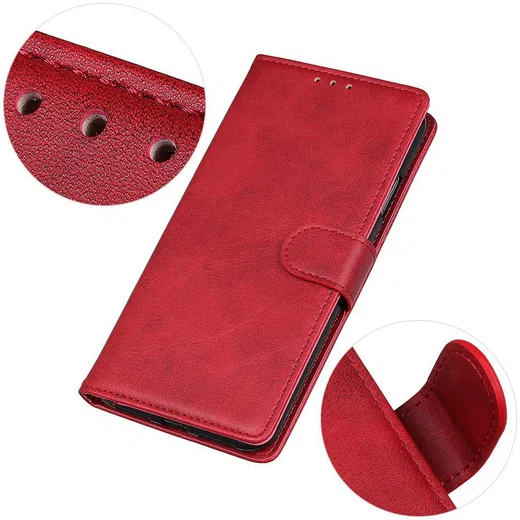 Samsung Galaxy A50 Book Case Hoesje Stand Wallet Kunst Leer Rood afbeelding 6