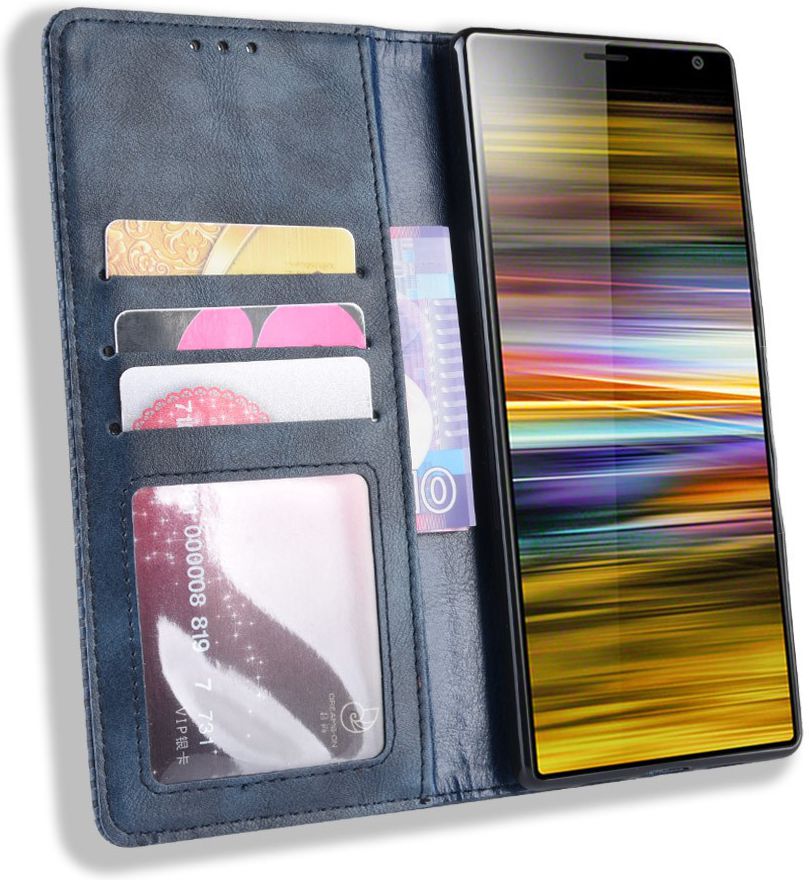Sony Xperia 10 Plus Vintage Portemonnee Hoesje Blauw afbeelding 1
