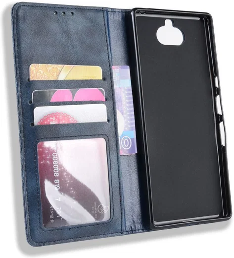 Sony Xperia 10 Plus Vintage Portemonnee Hoesje Blauw afbeelding 5
