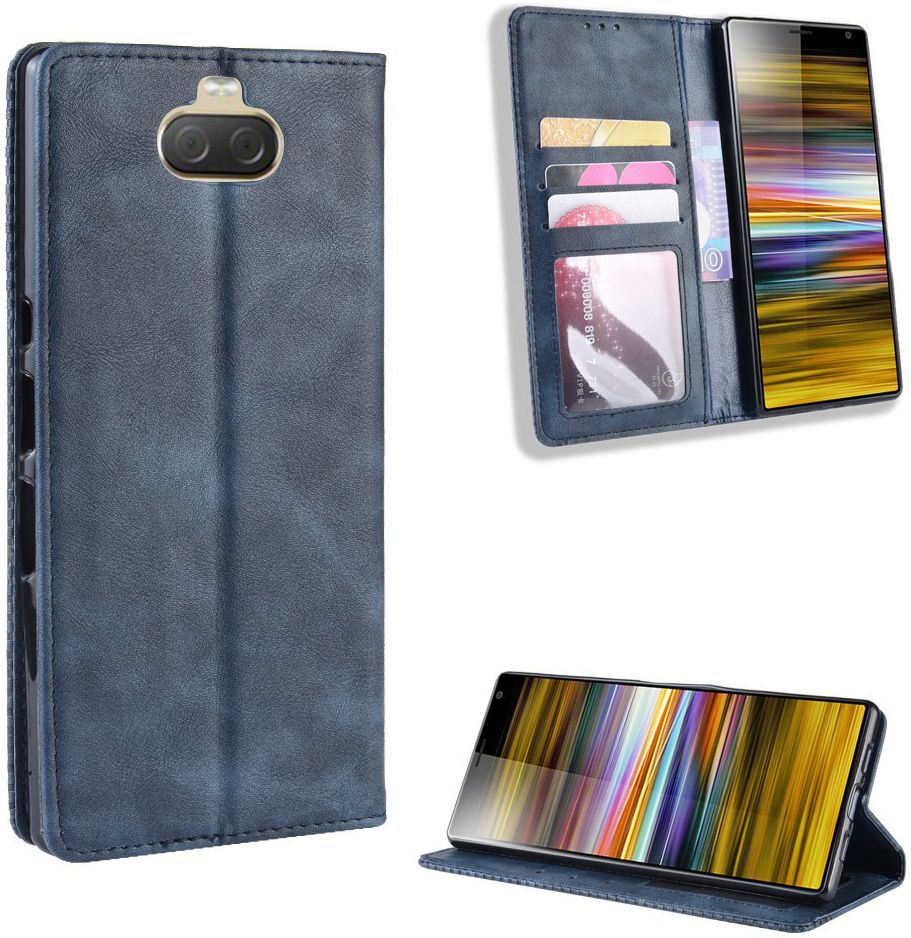 Sony Xperia 10 Plus Vintage Portemonnee Hoesje Blauw afbeelding 8