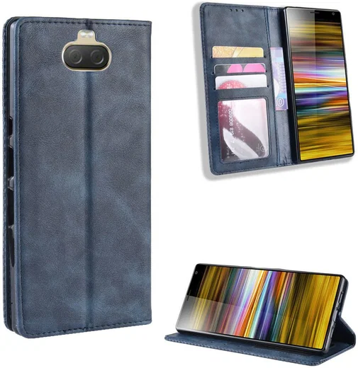 Sony Xperia 10 Plus Vintage Portemonnee Hoesje Blauw afbeelding 8