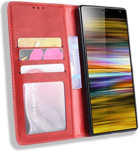Sony Xperia 10 Plus Vintage Portemonnee Hoesje Rood afbeelding 1