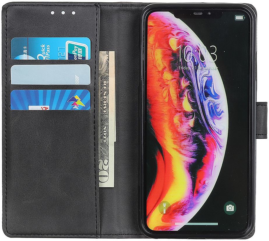 Samsung Galaxy A10 Hoesje Matte Portemonnee Book Case Zwart afbeelding 1