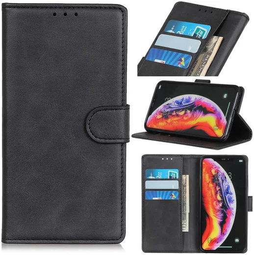 Samsung Galaxy A10 Hoesje Matte Portemonnee Book Case Zwart afbeelding 11
