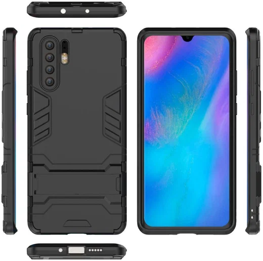 Huawei P30 Pro Hybride Kickstand Hoesje Zwart afbeelding 3