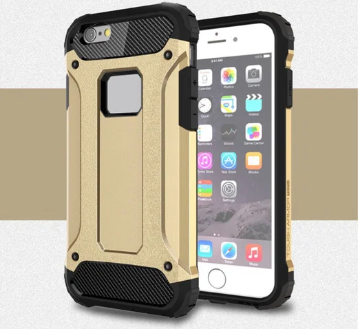 Apple IPhone 6/6S Hoesje Shock Proof Hybride Back Cover Goud afbeelding 1