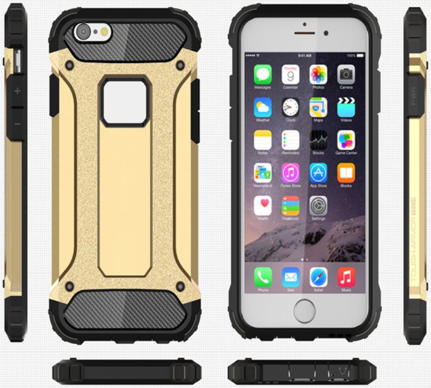Apple IPhone 6/6S Hoesje Shock Proof Hybride Back Cover Goud afbeelding 11