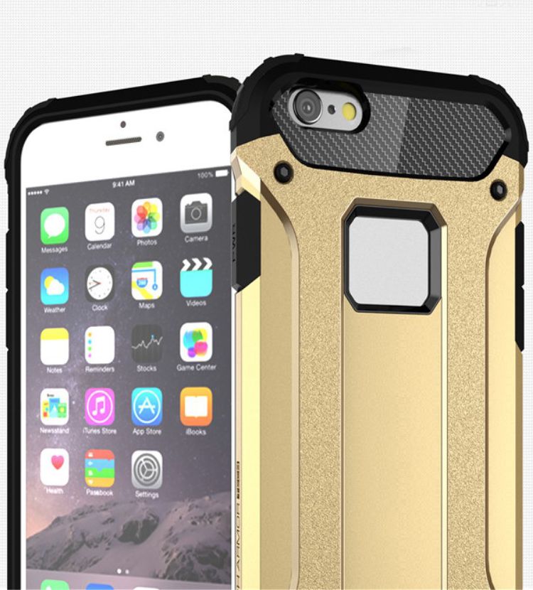 Apple IPhone 6/6S Hoesje Shock Proof Hybride Back Cover Goud afbeelding 2