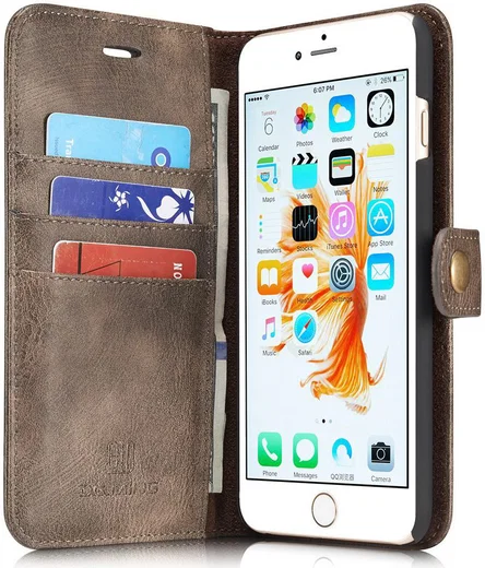Apple iPhone 6(S) Plus Leren 2-in-1 Bookcase en Back Cover Coffee afbeelding 1