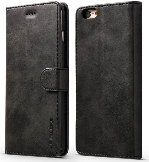 Apple iPhone 6(S) Portemonnee Bookcase Hoesje Splitleer Zwart afbeelding 2