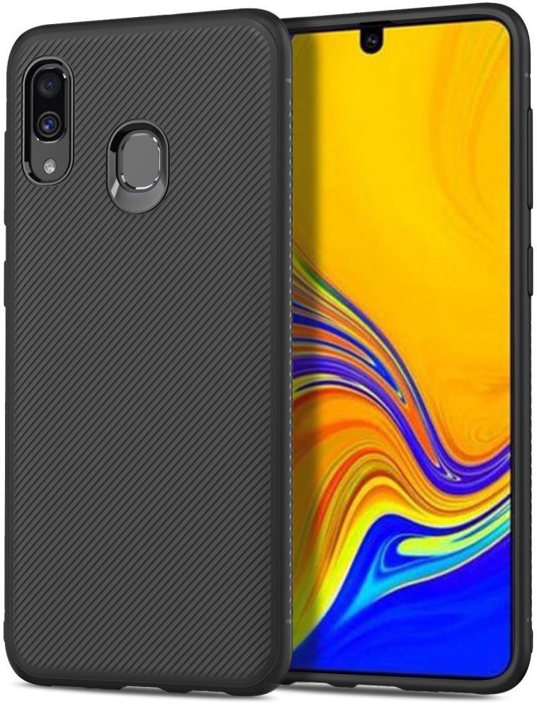Samsung Galaxy A40 Hoesje Twill Slim Texture Back Cover Zwart afbeelding 1