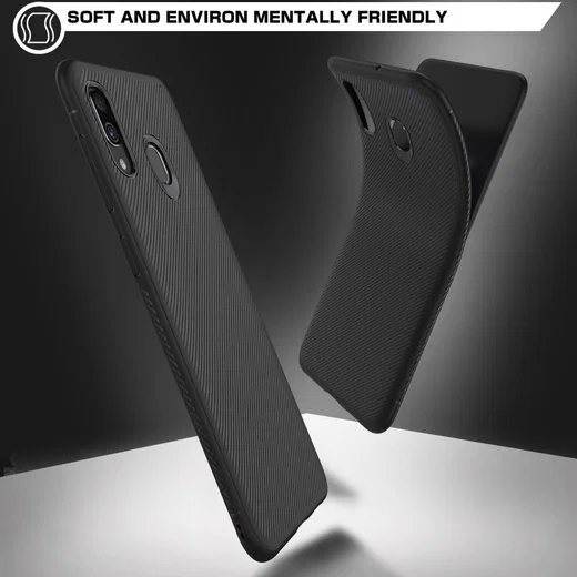 Samsung Galaxy A40 Hoesje Twill Slim Texture Back Cover Zwart afbeelding 4
