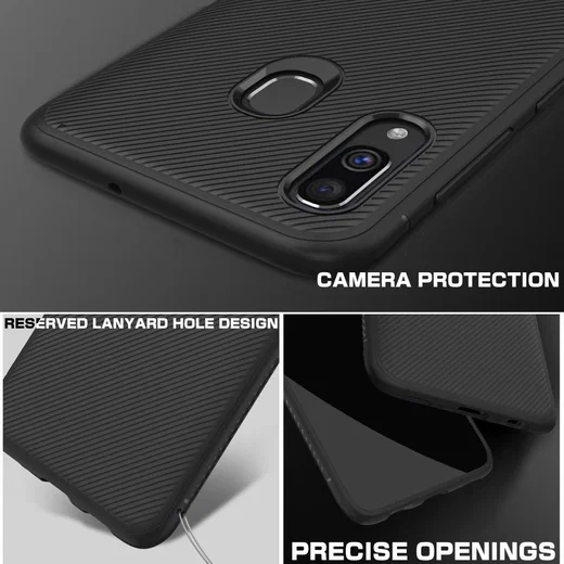 Samsung Galaxy A40 Hoesje Twill Slim Texture Back Cover Zwart afbeelding 5