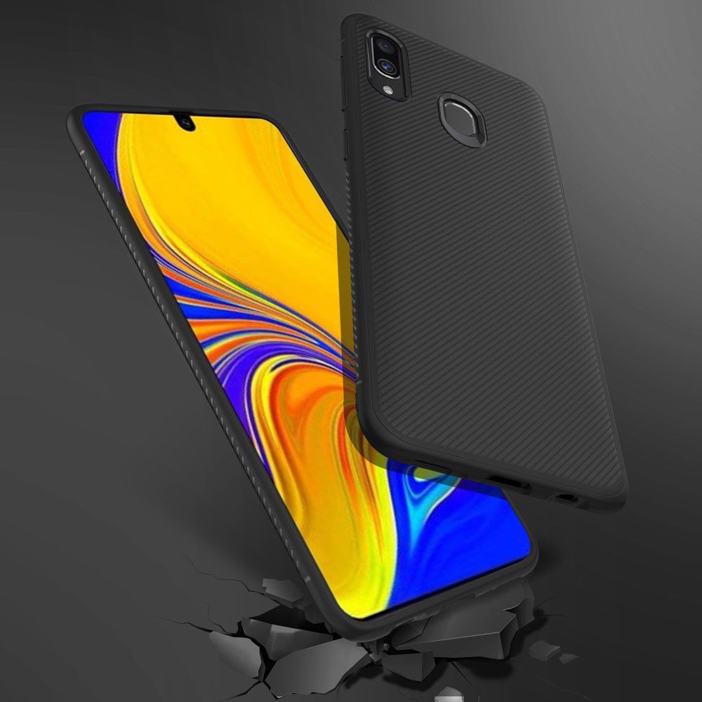 Samsung Galaxy A40 Hoesje Twill Slim Texture Back Cover Zwart afbeelding 7