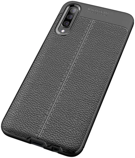 Samsung Galaxy A70 Hoesje TPU Met Leren Textuur Zwart afbeelding 12
