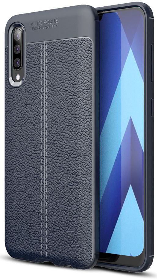 Samsung Galaxy A50 Hoesje TPU Leer Design Blauw afbeelding 1