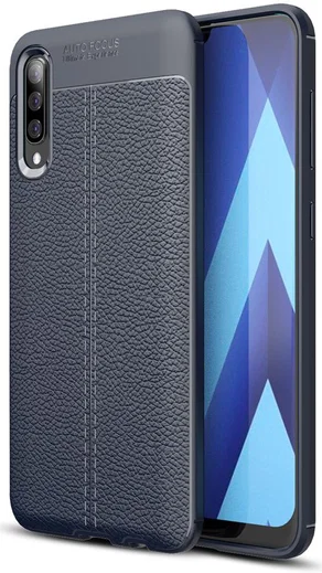 Samsung Galaxy A50 Hoesje TPU Leer Design Blauw afbeelding 1