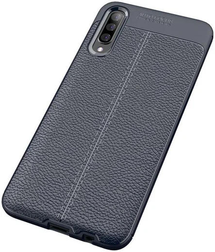 Samsung Galaxy A50 Hoesje TPU Leer Design Blauw afbeelding 2
